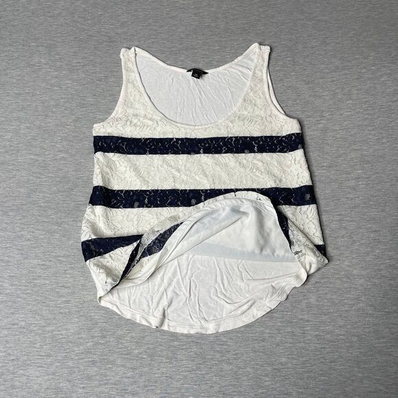 Ann Taylor Women’s Striped Lace Front Tank Top - Picture 9 of 12